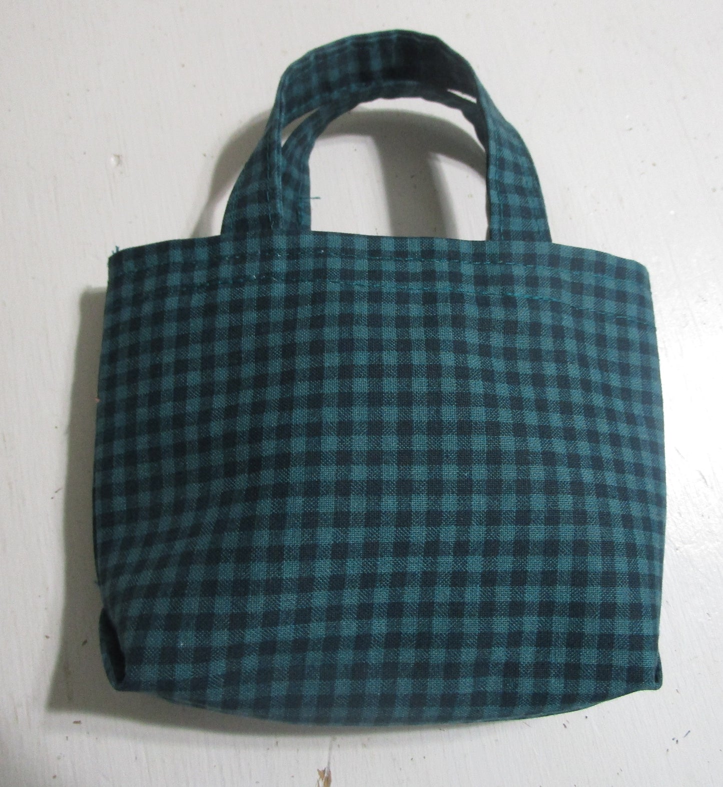 Teal and Black checked tote bag