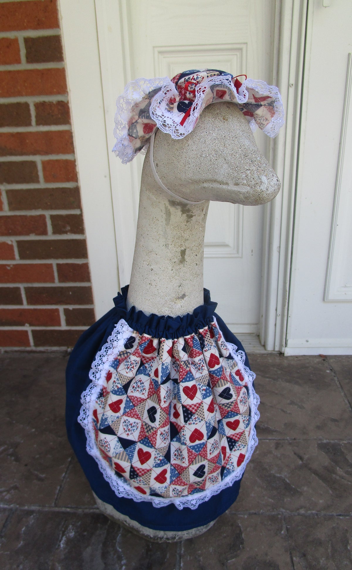 Navy blue dress with hat and bow