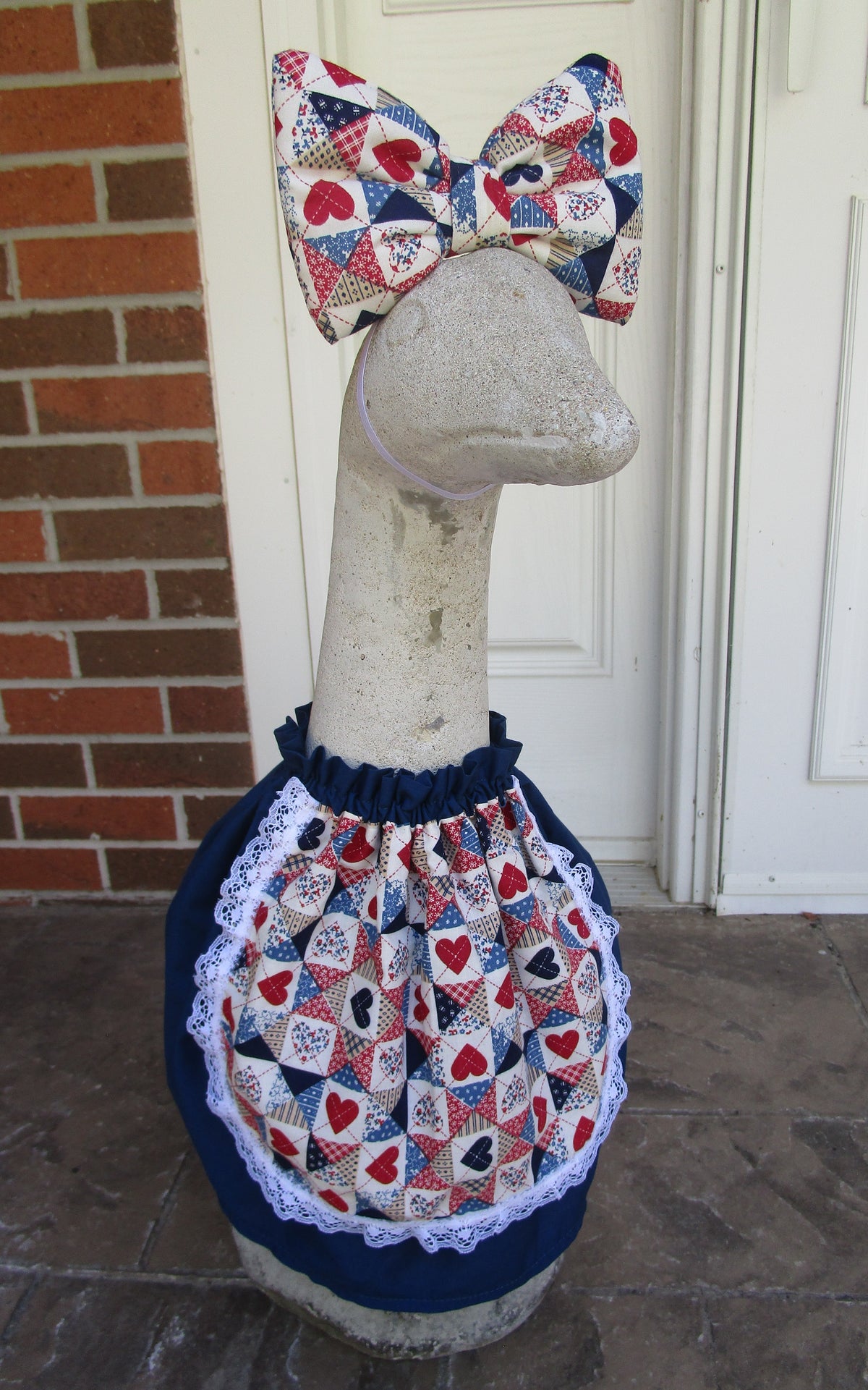 Navy blue dress with hat and bow