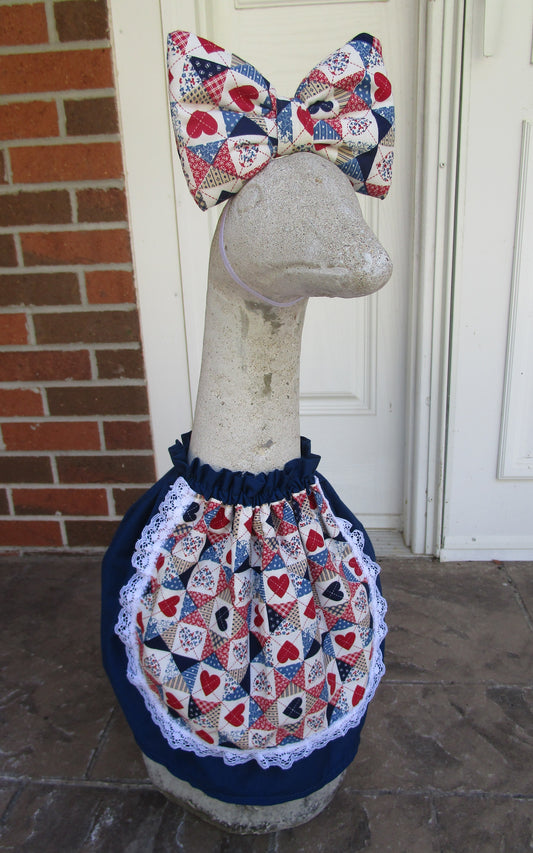 Navy blue dress with hat and bow