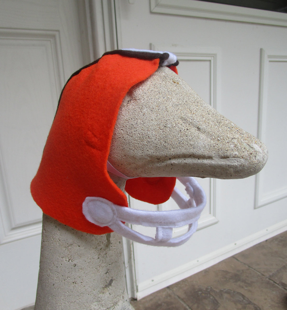 Helmet orange, brown and white