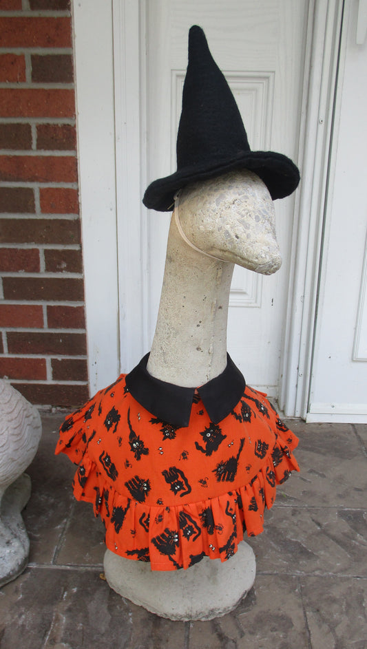 Orange Witch dress with black cats