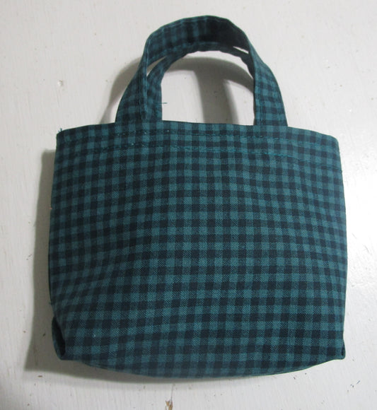 Teal and Black checked tote bag